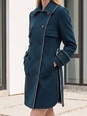 $750 EUDON CHOI 100% wool structured modern peacoat 6